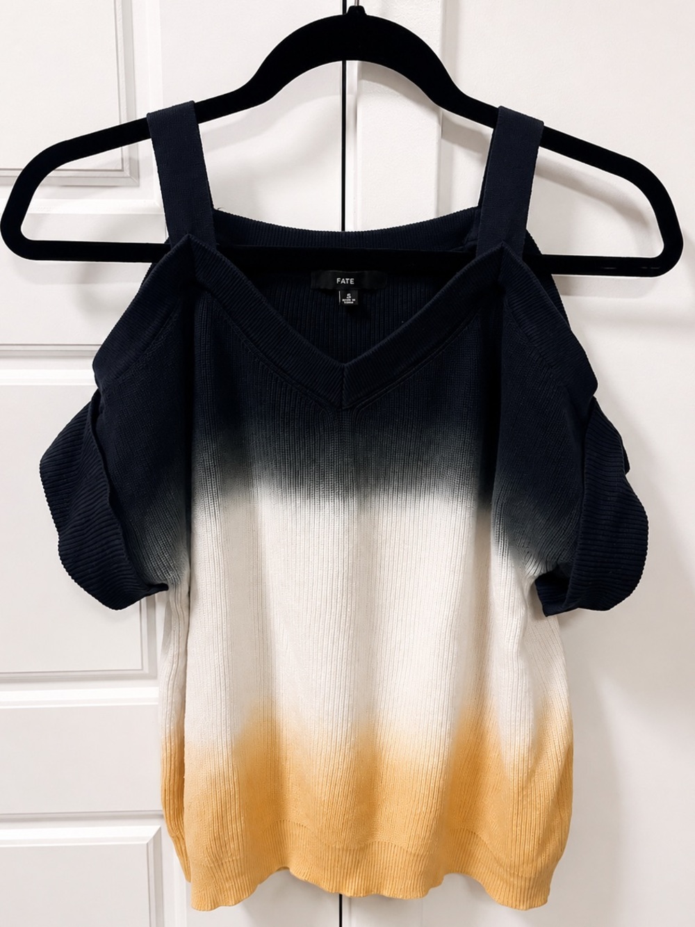 FATE 100% Cotton Ombré Cold Shoulder Sweater Top S